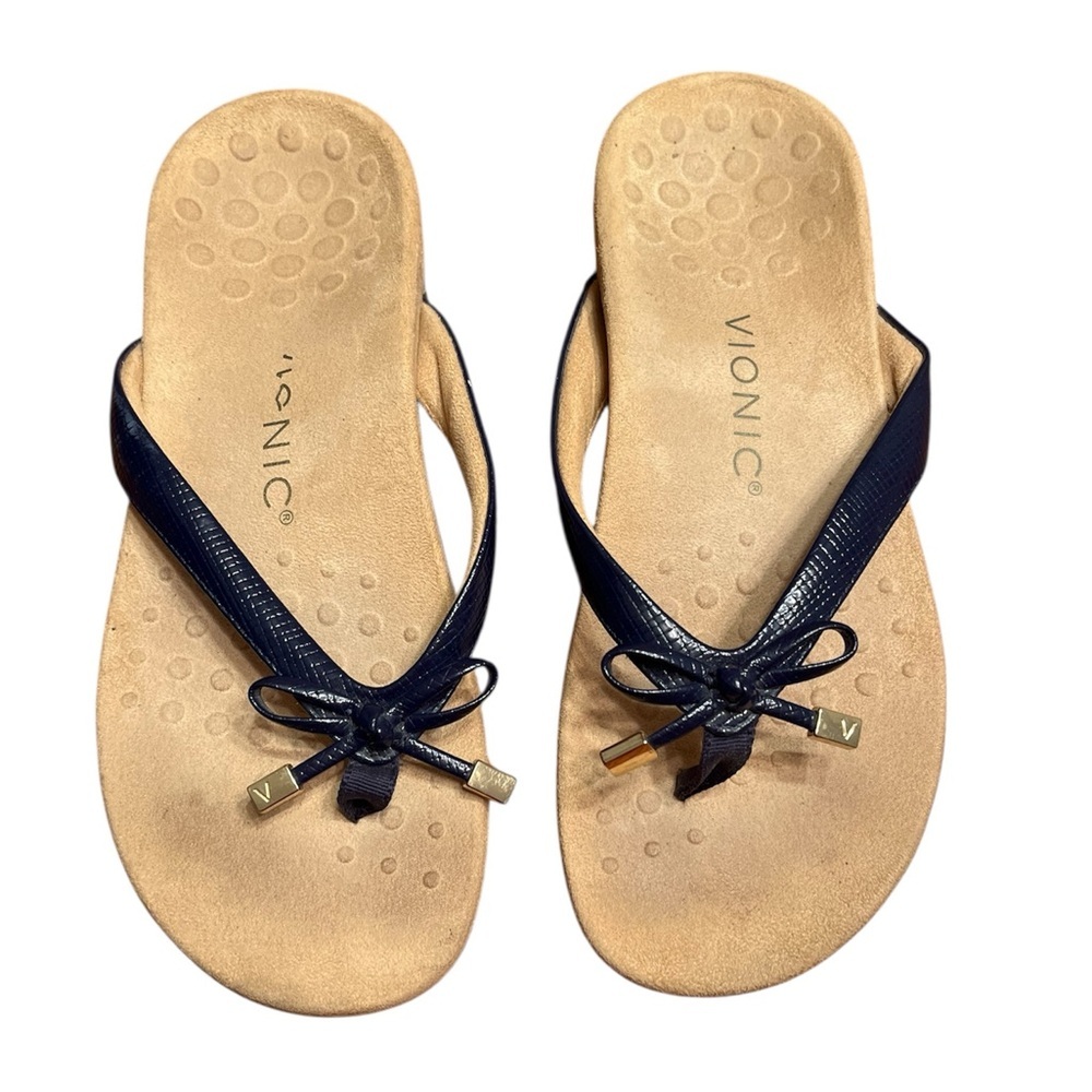 Vionic Bella Navy Strap Thong Sandal Size 6.5M - Picture 2 of 7